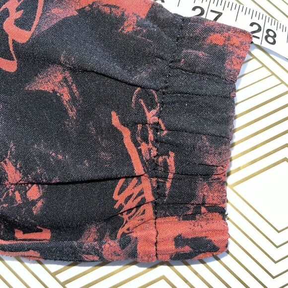 Streetwear Society Cargo Pants Black Red Words Size L 28x28 Y2K Edgy Punk - Picture 11 of 11